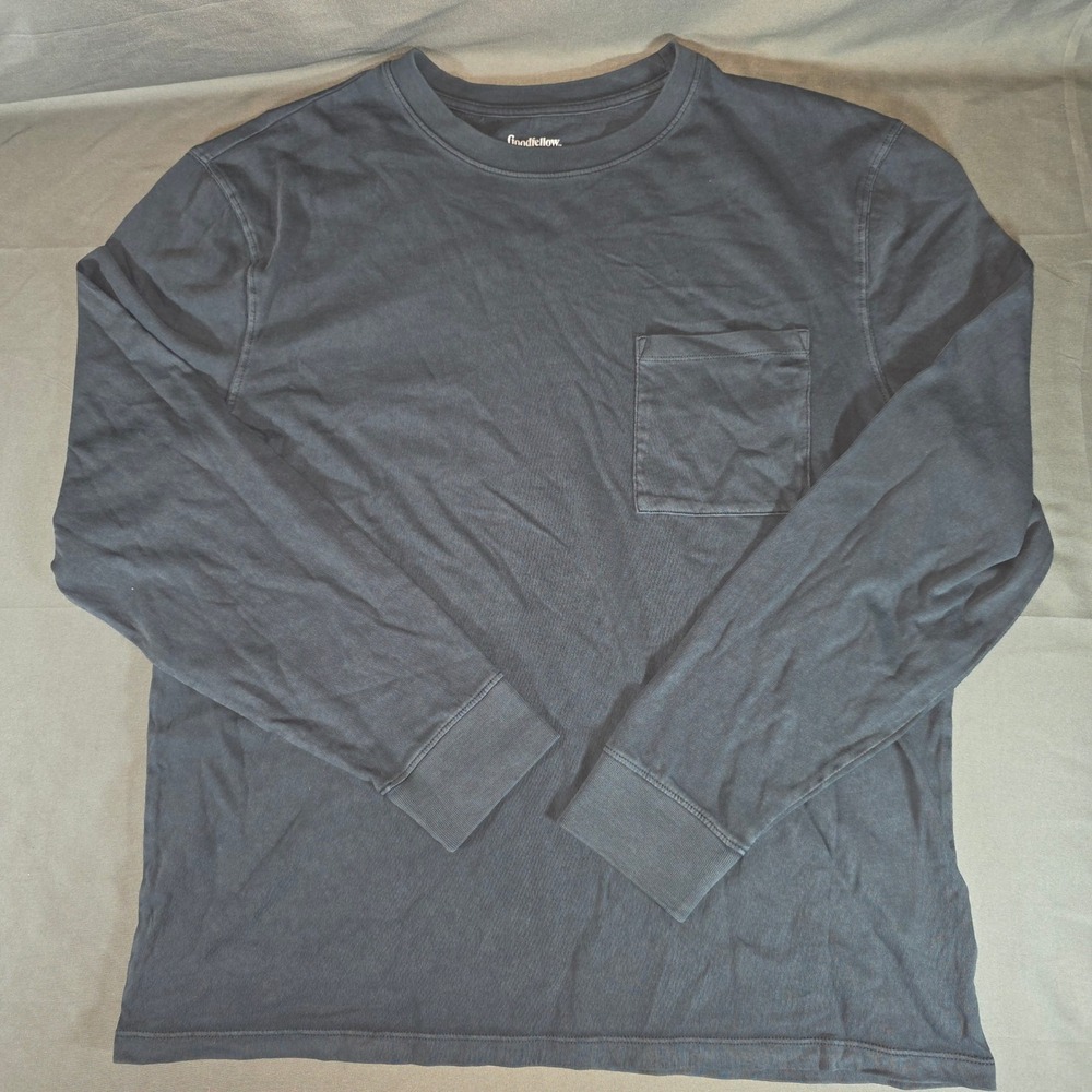 Goodfellow & Co Mens The Vintage Tee Long Sleeve Pocket T-Shirt Black S NEW